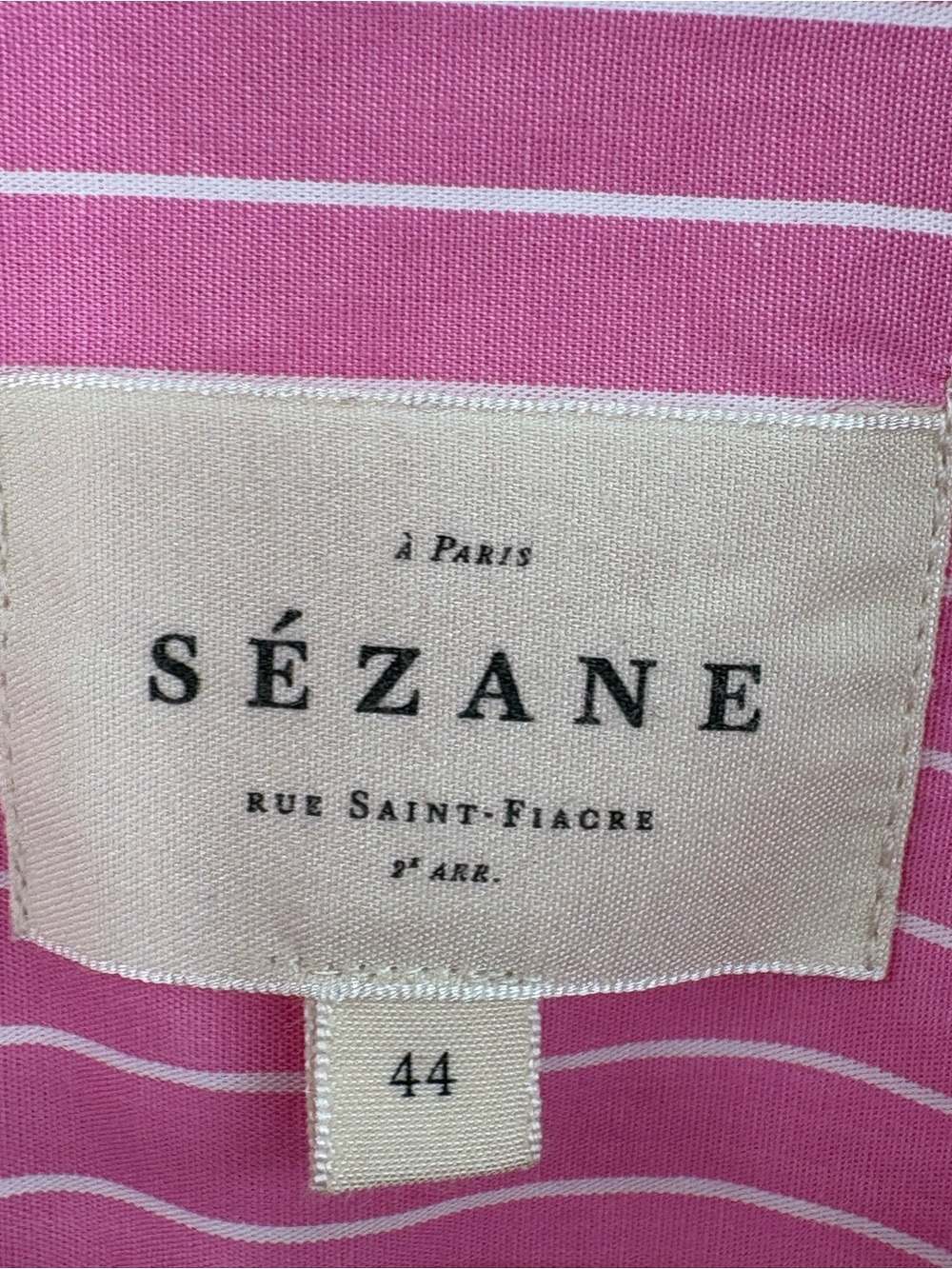 Sézane Max Oversized Pink Stripe Organic Cotton Button Down Shirt FR 44 US 12 - Picture 15 of 16
